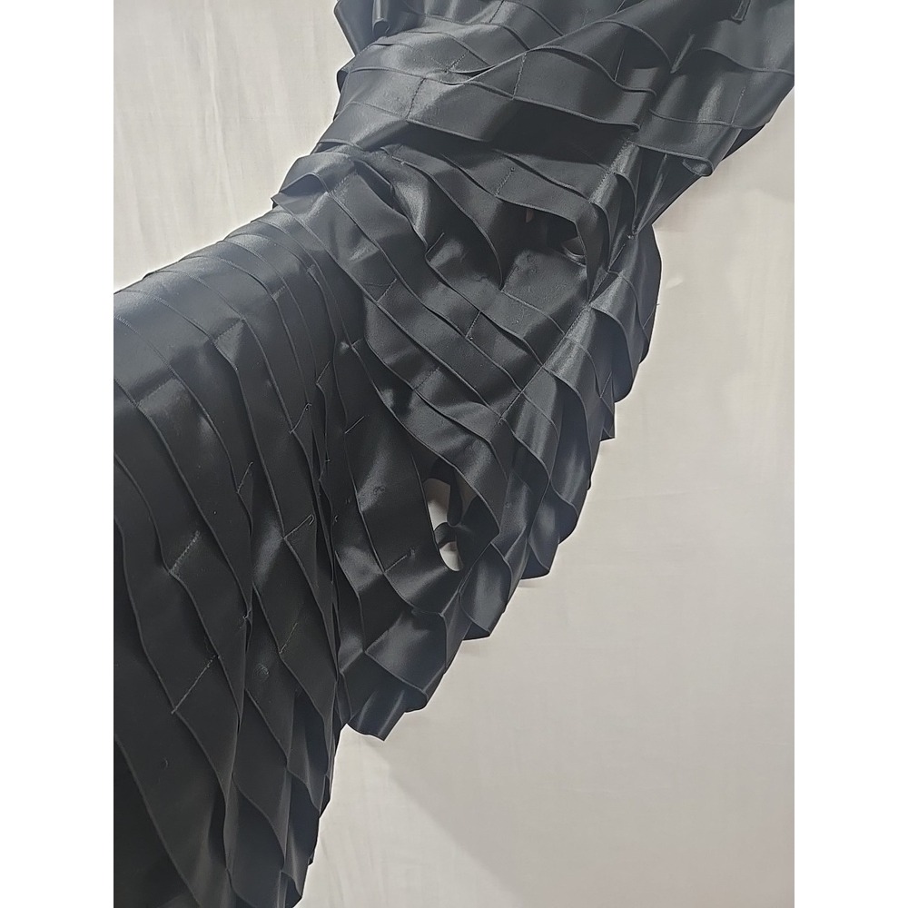 Helmet Lang Black Ribbon Dress Vintage Italy Honeycomb Exposed Seams Midi - Picture 9 of 14
